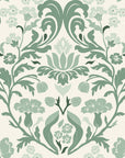 Petal Reflection Sage floral damask wallpaper in sage and cream
