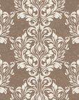 Petal Symphony Mocha baroque damask wallpaper in mocha and cream
