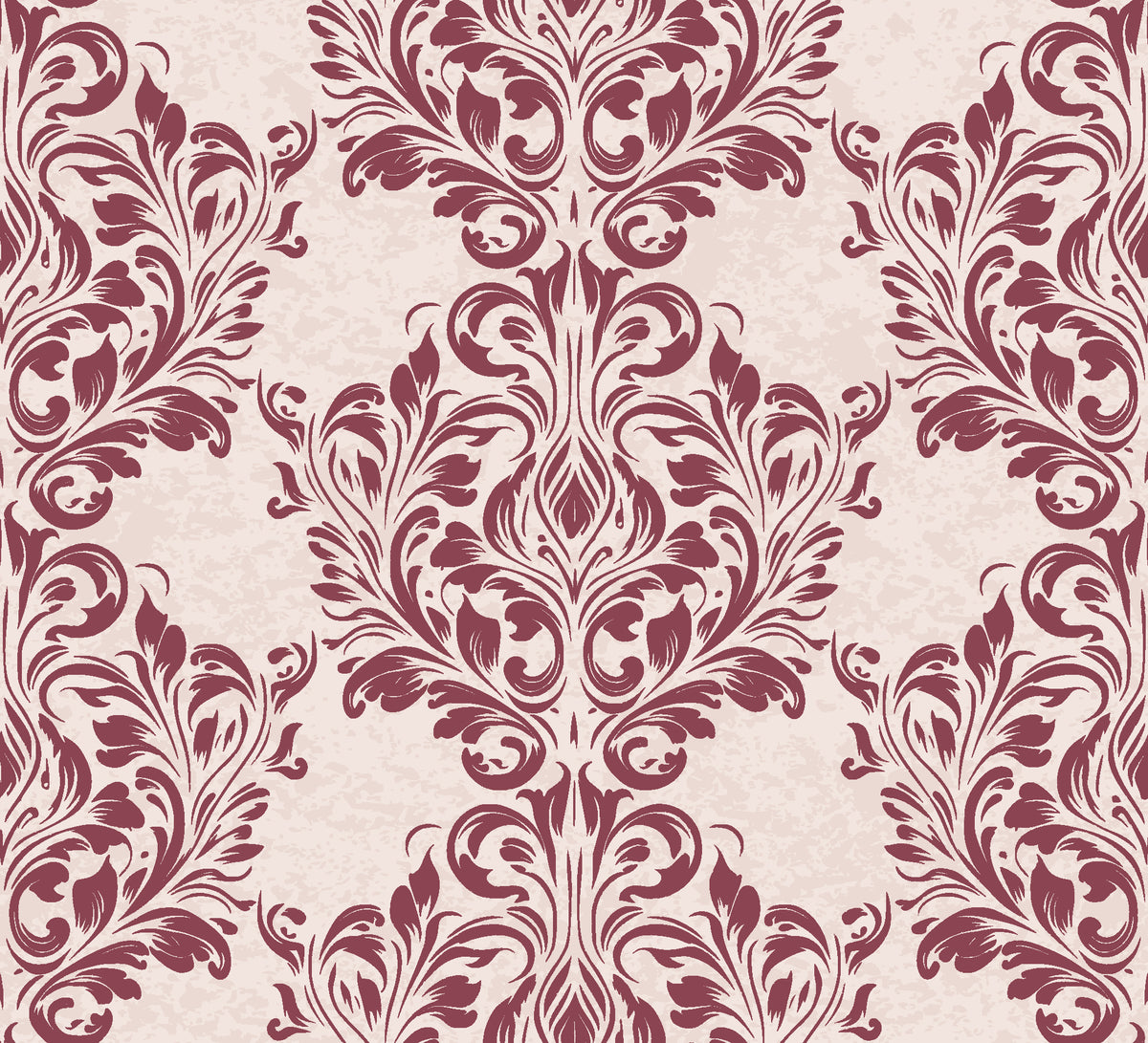Petal Symphony Rosewood baroque damask wallpaper in rosewood and blush