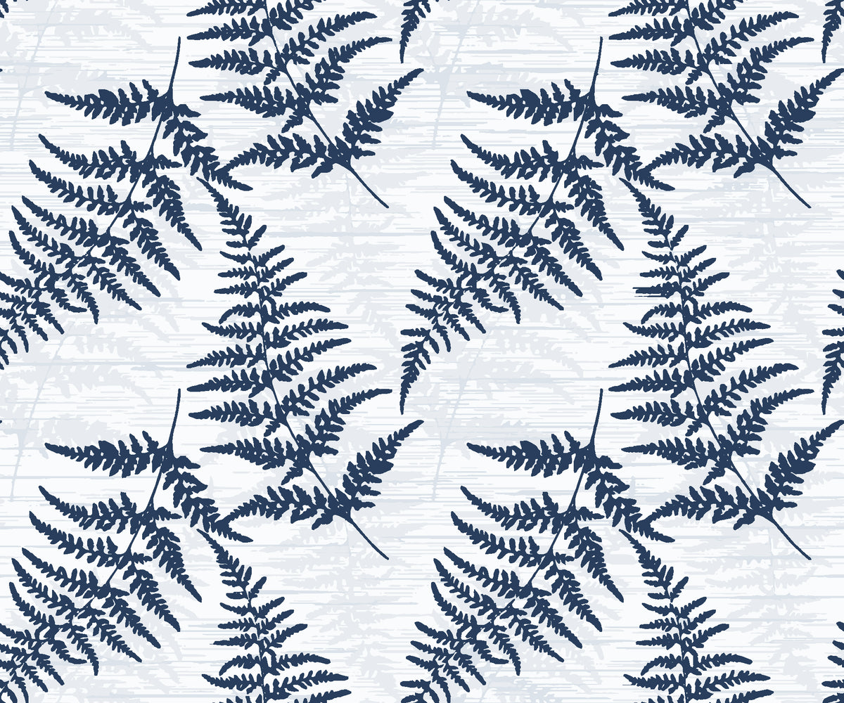 Pewter Fern Navy fern wallpaper in navy and fog