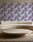 Pewter Fern Plum fern wallpaper in an elegant living room