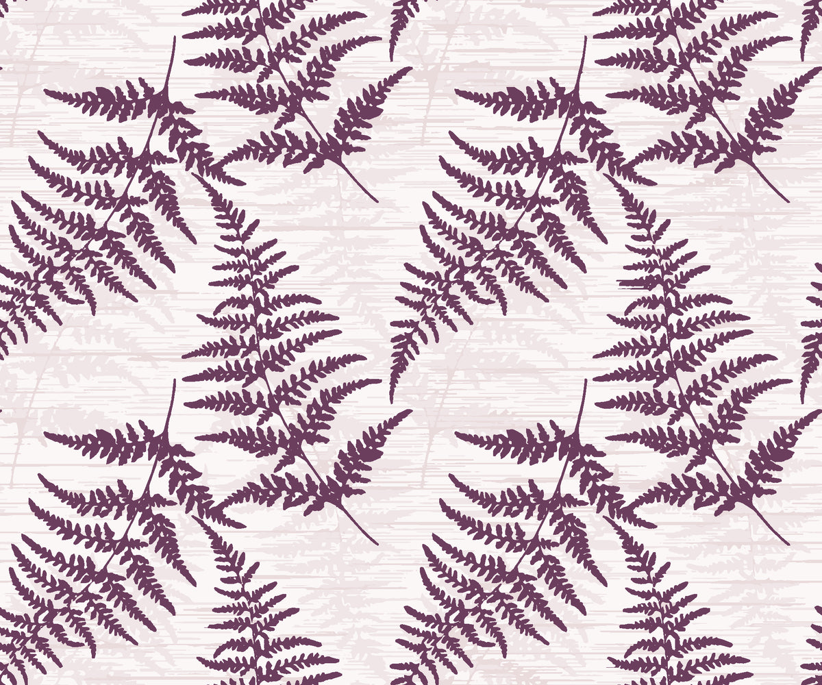 Pewter Fern Plum fern wallpaper in plum and blush