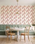 Pewter Fern Terracotta fern wallpaper as a feature wall in a sunlit breakfast nook