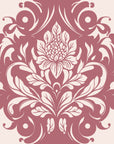 Poet's Blossom Dusty Rose classic damask wallpaper in dusty rose and blush
