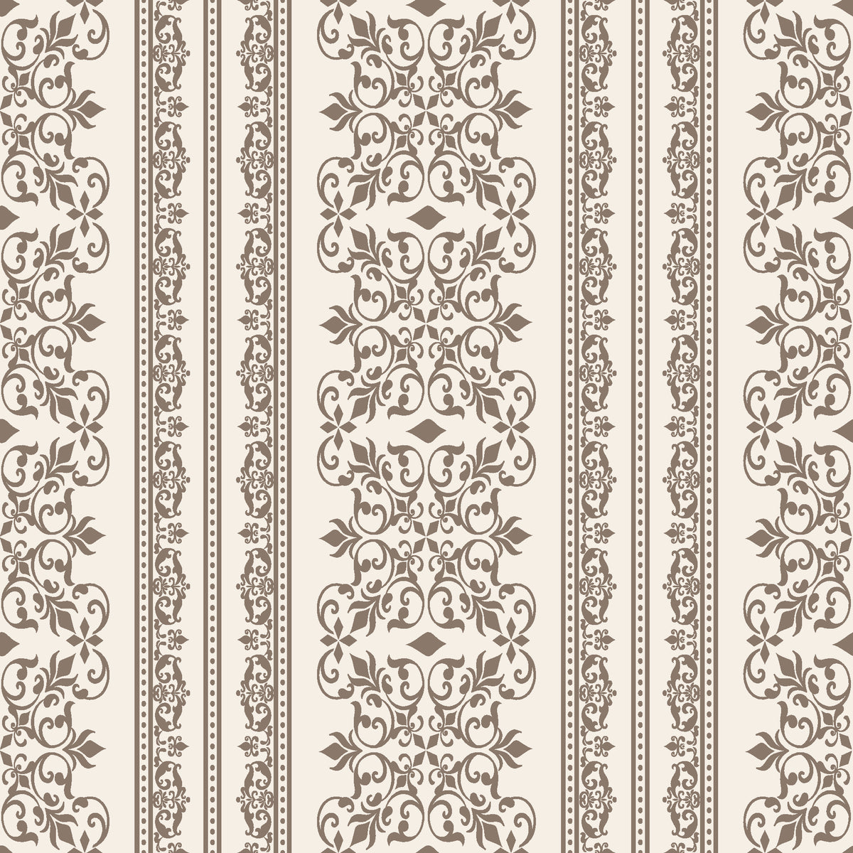 Porcelain Filigree Taupe filigree damask wallpaper in taupe and ivory