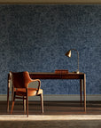 Quiet Camo Slate abstract wallpaper as a feature wall in a home study
