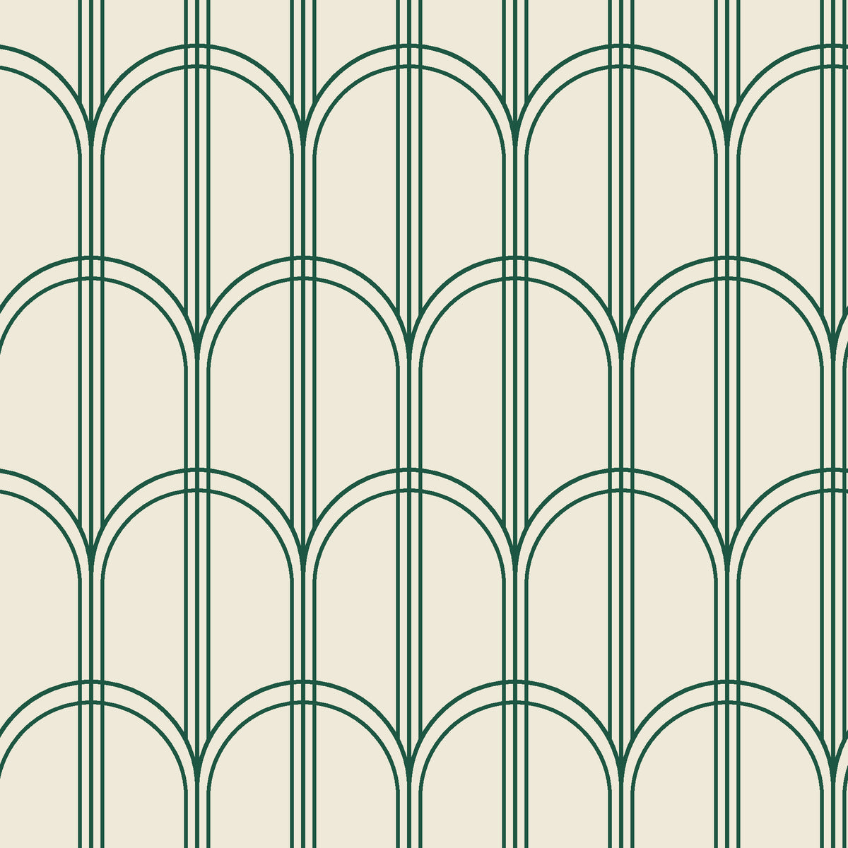 Quiet Grace Emerald minimalist arch wallpaper in emerald and ivory
