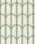Quiet Grace Emerald minimalist arch wallpaper in emerald and ivory