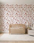 Quiet Reef Terracotta sea life wallpaper in a calm, light-filled nursery