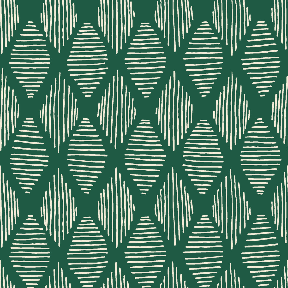 Reed & Smoke Emerald geometric wallpaper in emerald and champagne