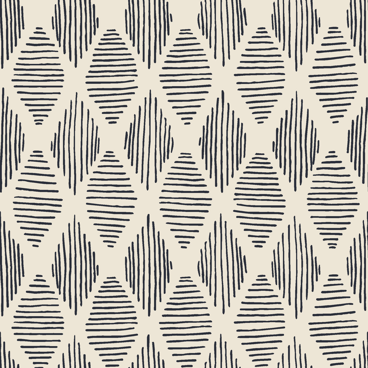 Reed & Smoke Ink geometric wallpaper in ink and oat