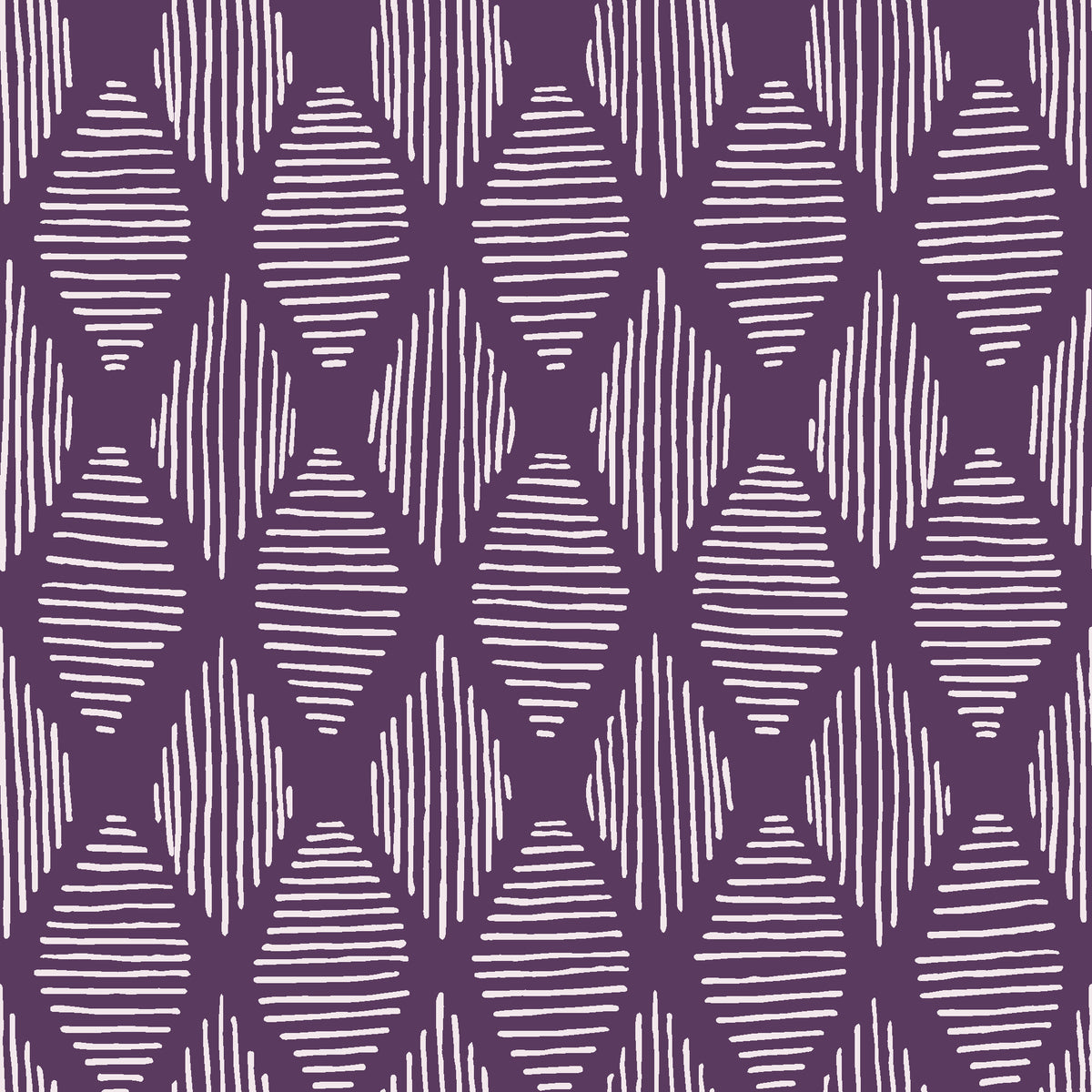 Reed & Smoke Plum geometric wallpaper in plum and pearl