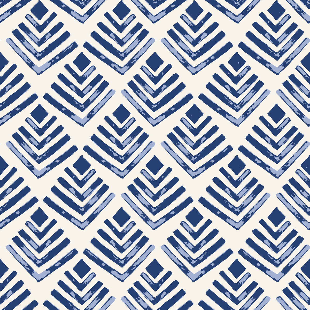 Rising Arrow Indigo geometric wallpaper in indigo and linen