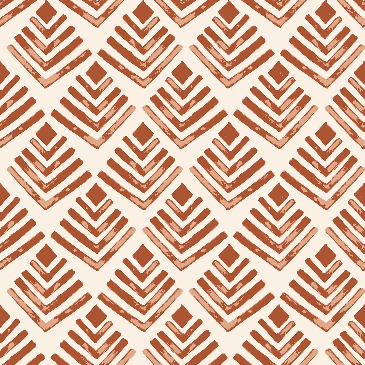 Rising Arrow Terracotta geometric wallpaper in terracotta and sand