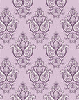 Rosewater Retreat Plum damask wallpaper in plum and mauve