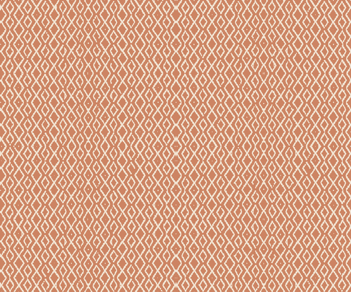 Sage Trellis Terracotta geometric wallpaper in terracotta and cream