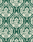 Secret Arbor Emerald damask wallpaper in emerald and ivory