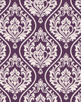 Secret Arbor Plum damask wallpaper in plum and pearl