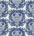 Serene Blossom Indigo damask wallpaper in indigo and linen