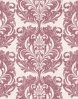 Serene Blossom Rose damask wallpaper in rose and linen