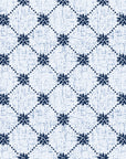 Shadow Garden Navy lattice floral wallpaper in navy and pearl