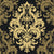 Silent Bouquet Noir damask wallpaper in black and gold