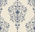 Silent Spring Navy damask wallpaper in navy and cream