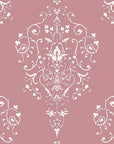 Silent Spring Rose damask wallpaper in rose and ivory
