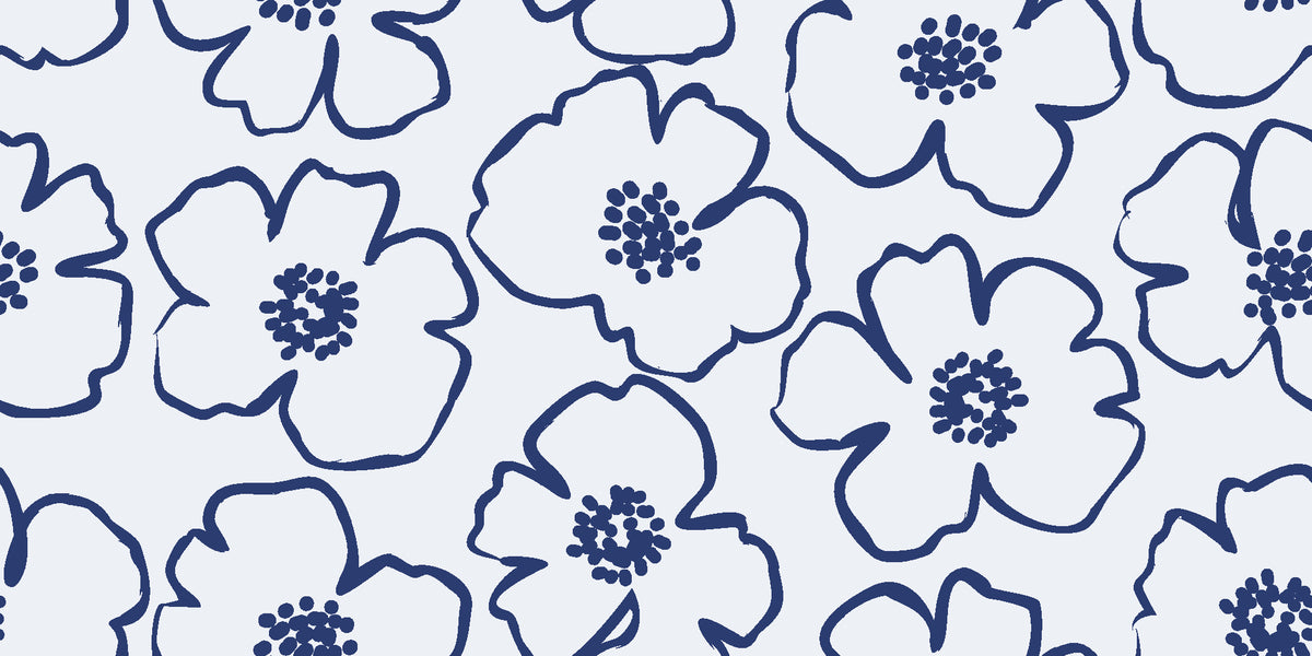 Sketch Anemone Indigo sketched anemone wallpaper in indigo and pearl