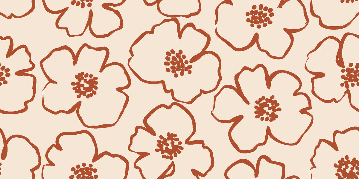 Sketch Anemone Terracotta sketched anemone wallpaper in terracotta and sand