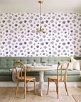 Sketched Seashells Plum seashell wallpaper as a feature wall in a sunlit breakfast nook