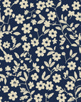 Sky Bloom Midnight floral wallpaper in midnight and ivory