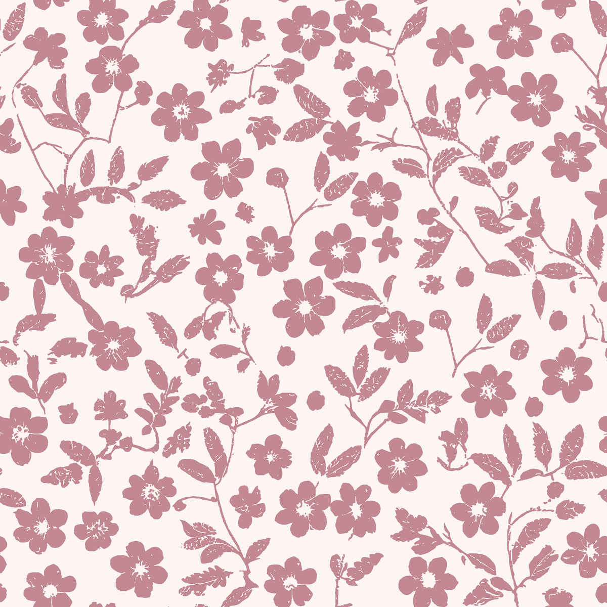 Sky Bloom Rose floral wallpaper in rose and blush