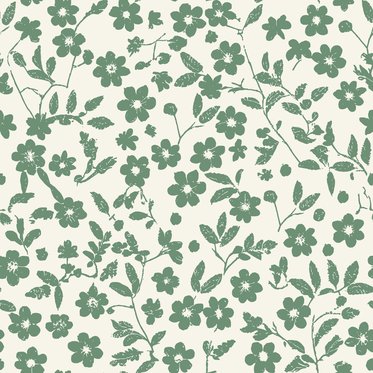 Sky Bloom Sage floral wallpaper in sage and cream
