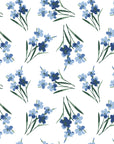 Sky Memory Midnight watercolor floral wallpaper in navy and sage