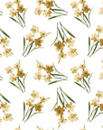 Sky Memory Saffron watercolor floral wallpaper in saffron and olive