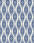 Smoke Ancestry Indigo geometric wallpaper in indigo and linen