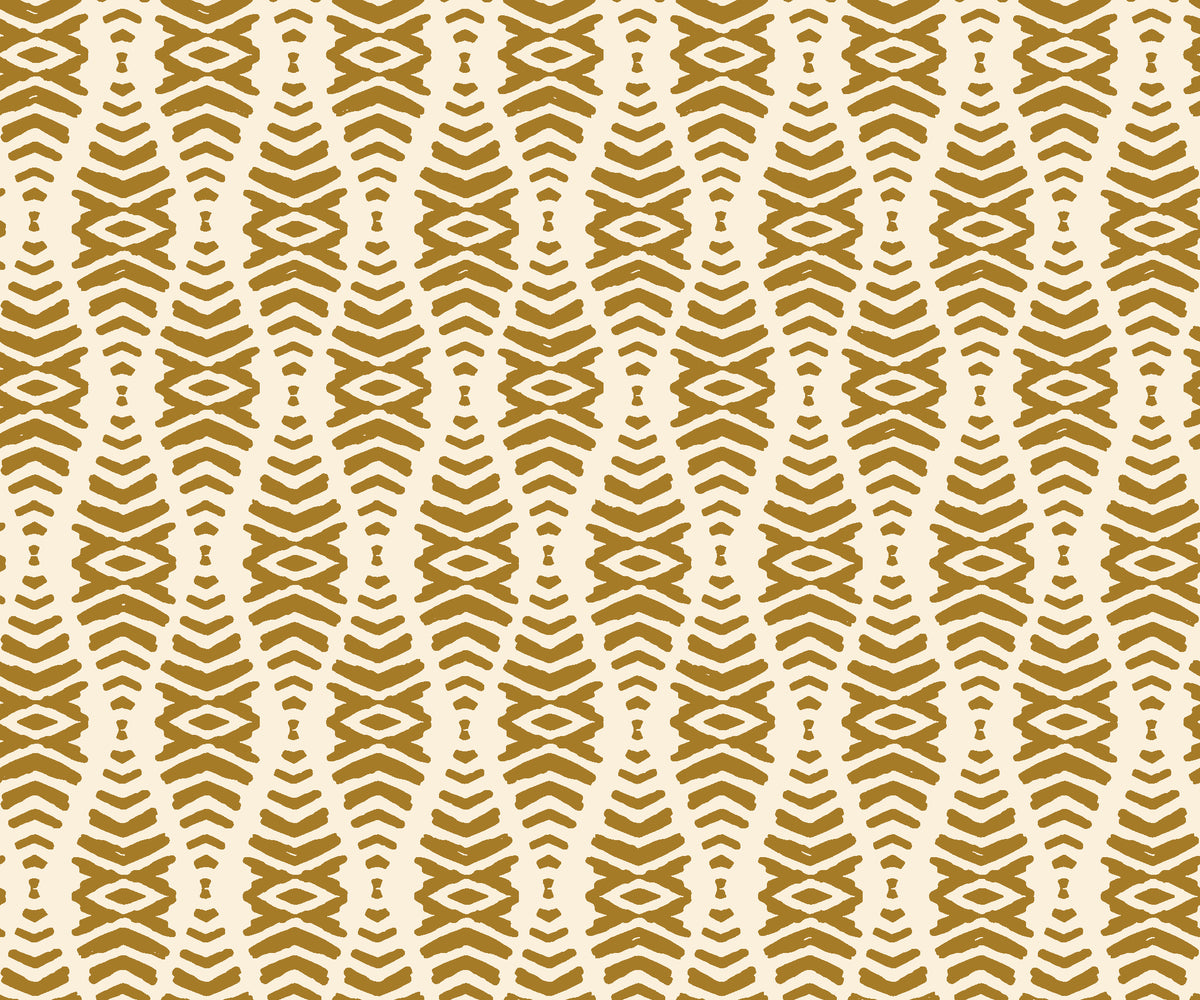 Smoke Ancestry Ochre geometric wallpaper in ochre and cream