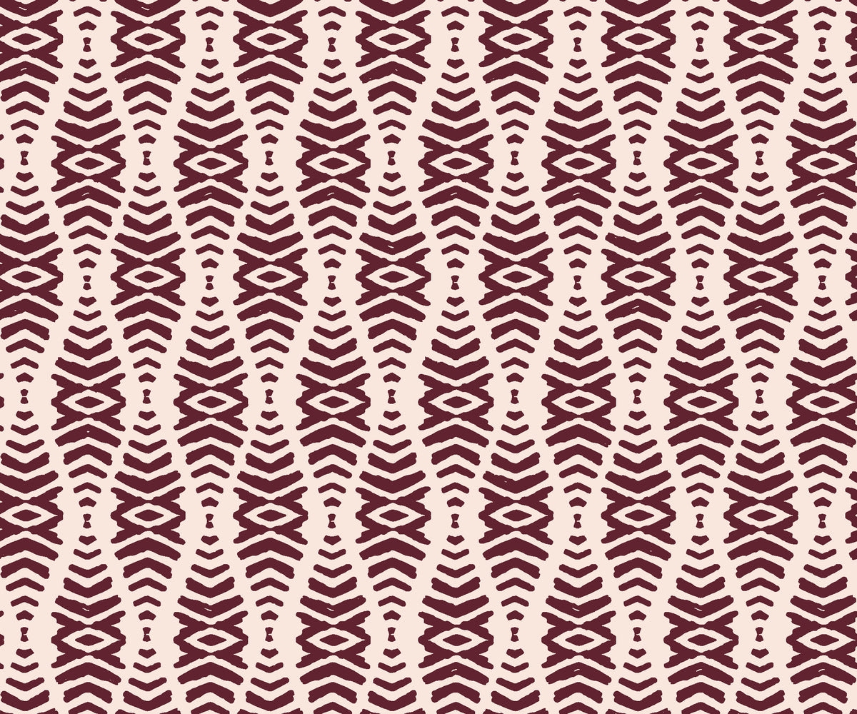 Smoke Ancestry Oxblood geometric wallpaper in oxblood and blush