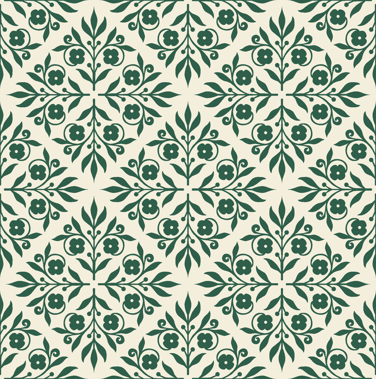 Soft Bouquet Opus Emerald floral damask wallpaper in emerald and ivory