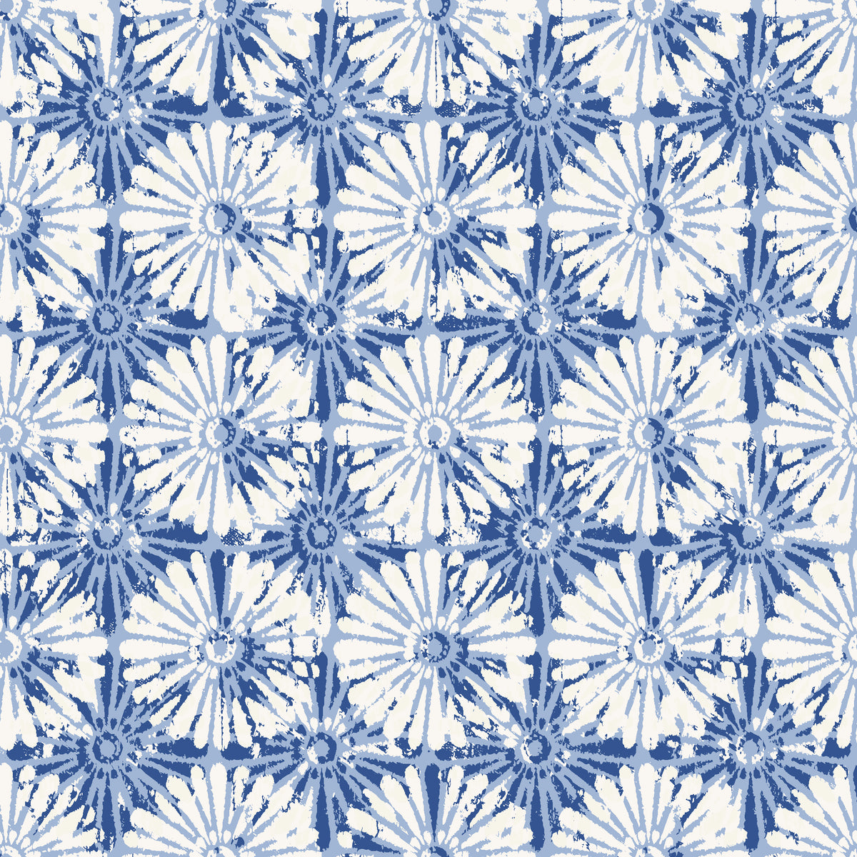 Solar Ritual Indigo floral wallpaper in indigo and ivory