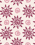 Solstice Bloom Berry folk sun wallpaper in berry and blush