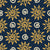 Solstice Bloom Midnight folk sun wallpaper in midnight and gold
