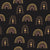 Solstice Rite Eclipse boho rainbow wallpaper in black and gold