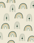 Solstice Rite Forest boho rainbow wallpaper in forest and sand