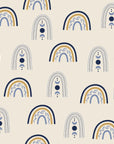Solstice Rite Midnight boho rainbow wallpaper in midnight and gold