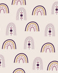 Solstice Rite Plum boho rainbow wallpaper in plum and blush