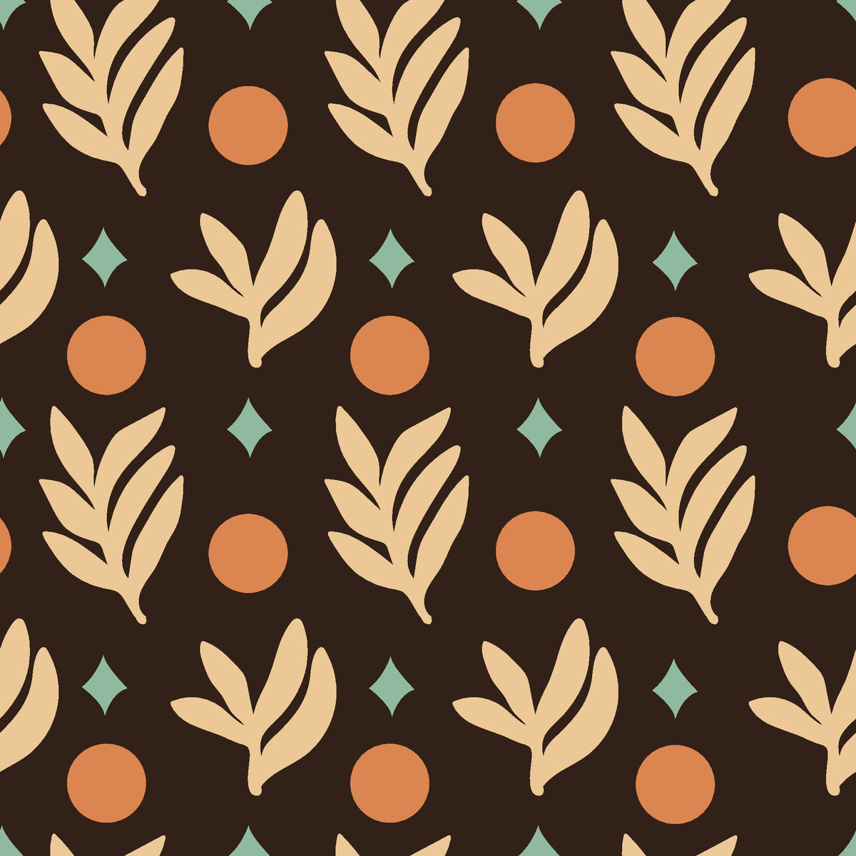 Spice & Frond Espresso leaf frond wallpaper in espresso and sand