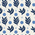 Spice & Frond Indigo leaf frond wallpaper in indigo and linen