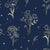 Stardust Field Midnight wildflower line art wallpaper in midnight and champagne